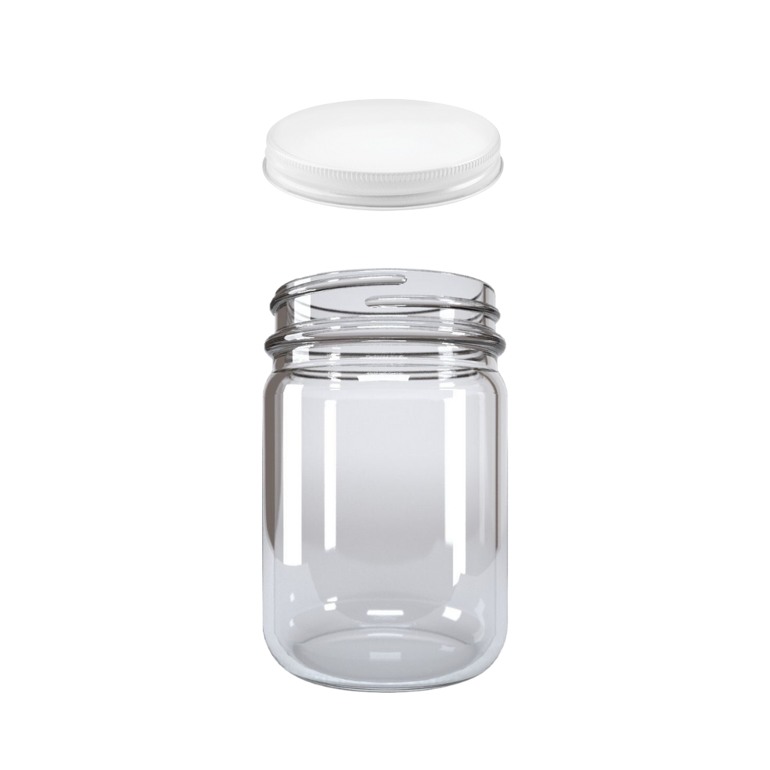 Tarro de Vidrio 125ml con Tapa Rosca Completa R53 de aluminio