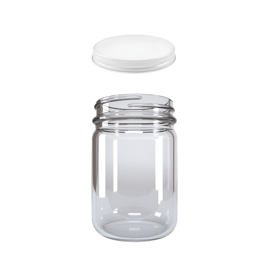 Tarro de Vidrio 125ml con Tapa Rosca Completa R53 de aluminio