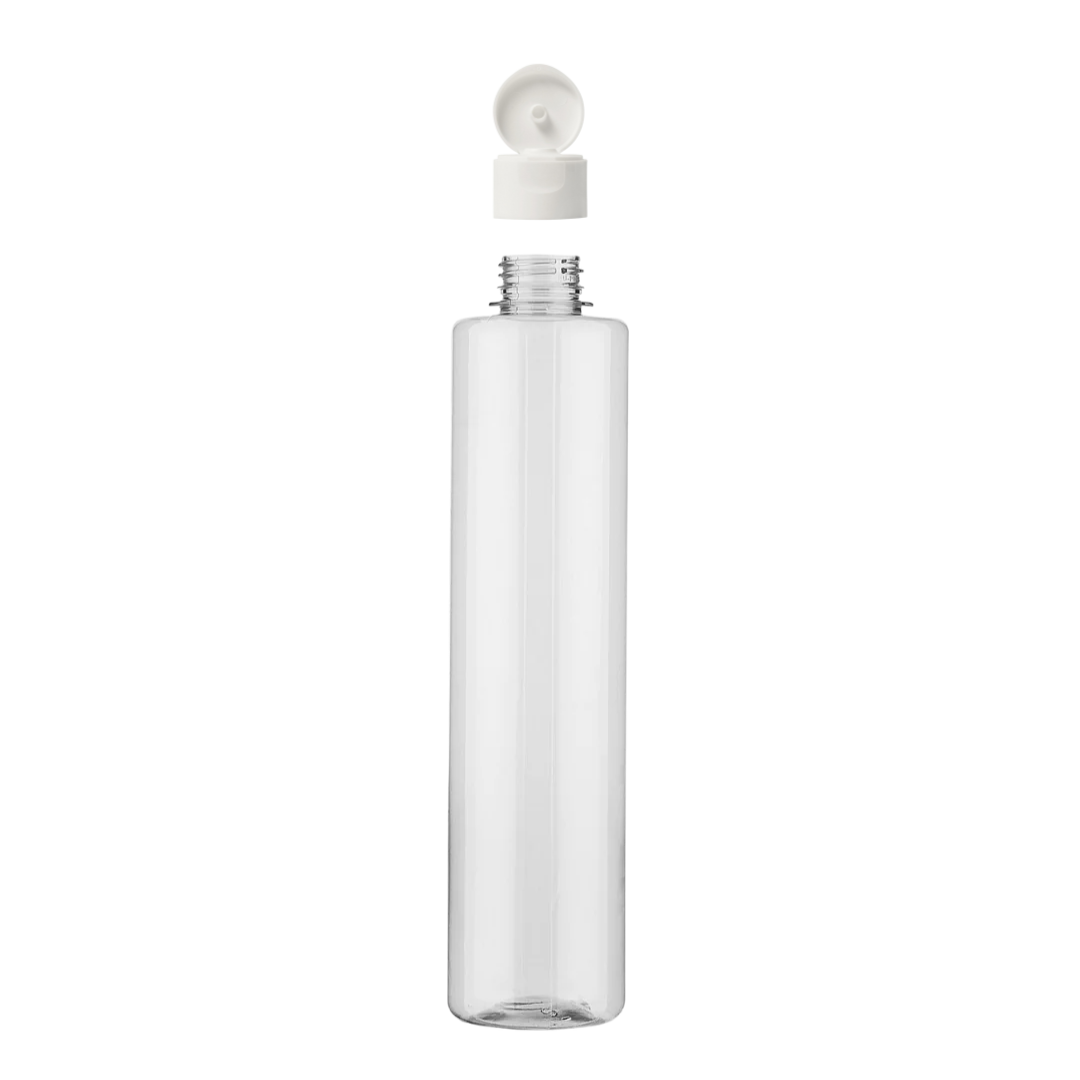 Botella Plastico PET Cilindrica BS con Tapa Flip Top de Polipropileno