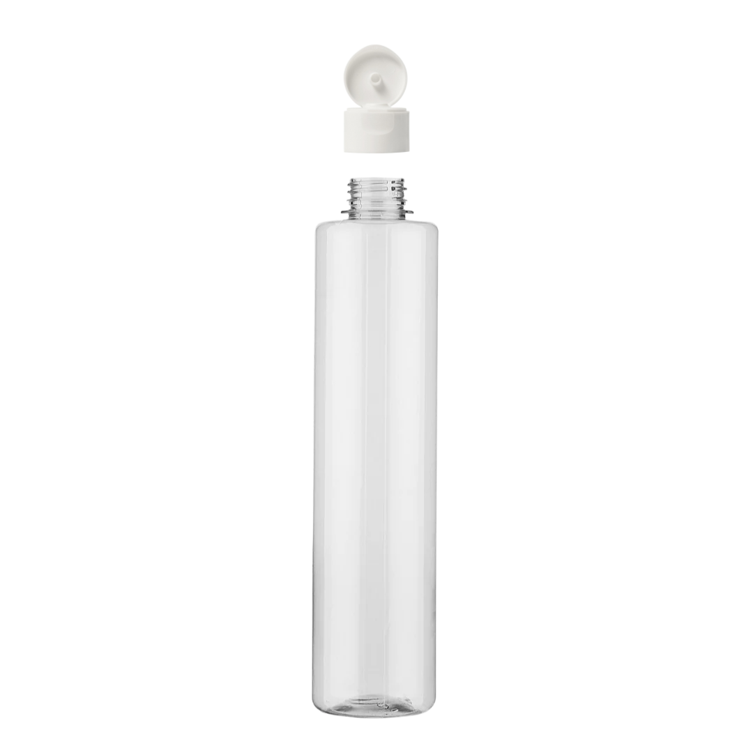 Botella Cilindrica Voss PET R28/400 con Tapa Flip Top de Polipropileno