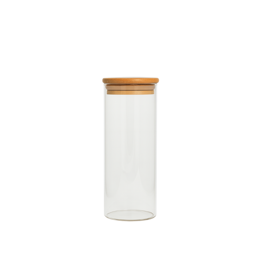Tarro Tubular de Vidrio con Tapa Bambú