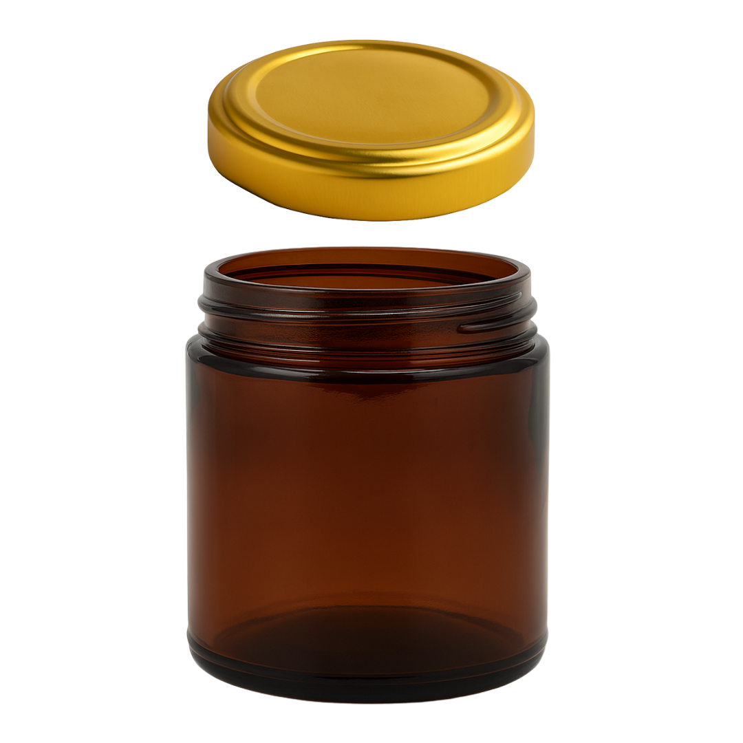 Tarro Round Jelly Ámbar de Vidrio 265ml