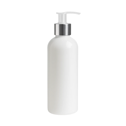 Botella PET Boston Blanco con Dosificador Aluminio