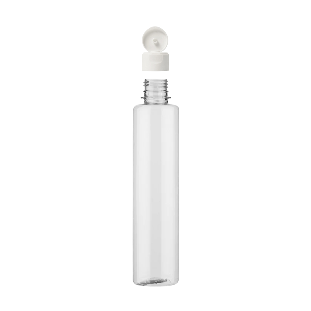 Botella Plastico PET Cilindrica BS con Tapa Flip Top de Polipropileno