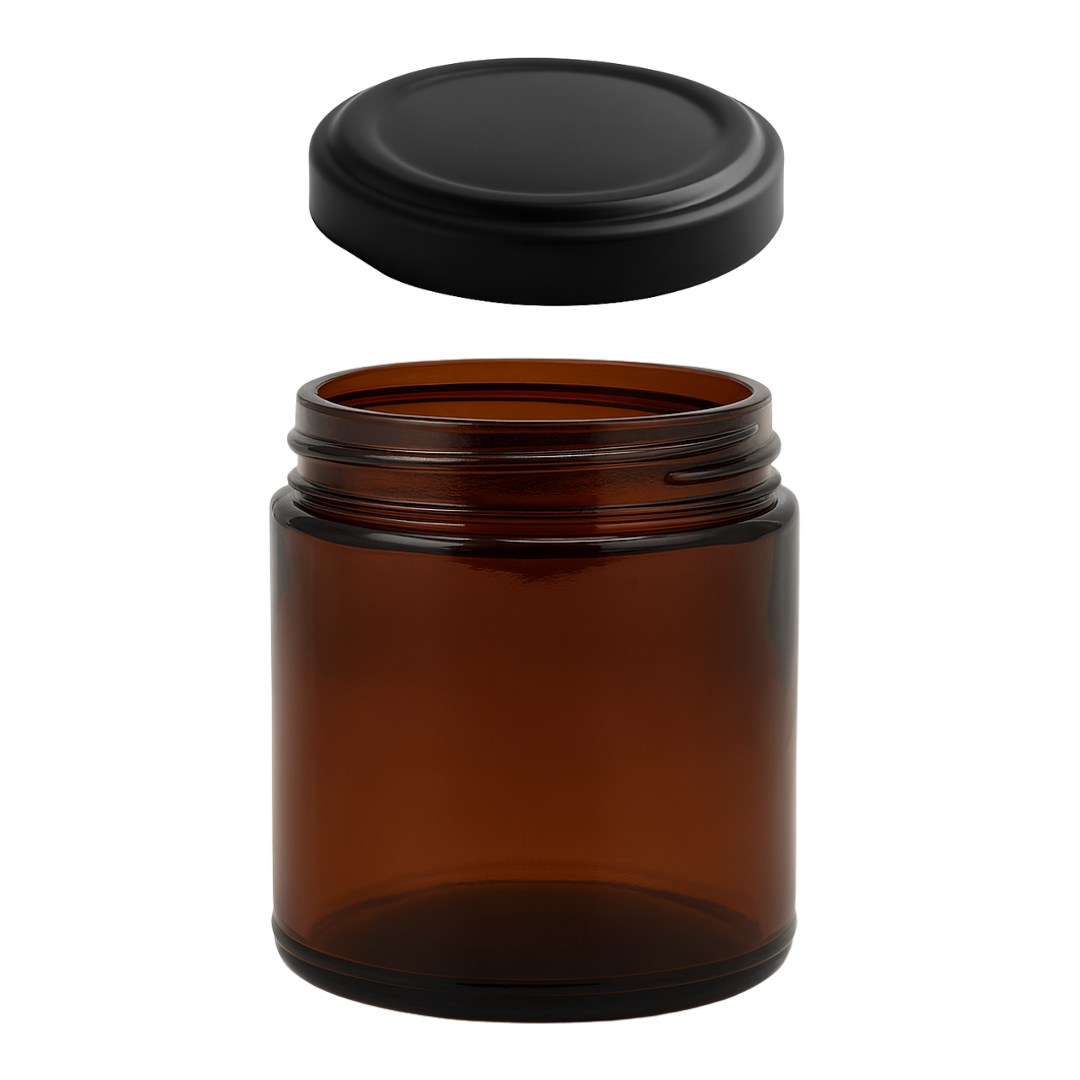 Tarro Round Jelly Ámbar de Vidrio 265ml
