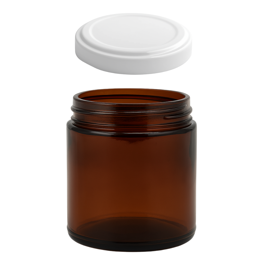 Tarro Round Jelly Ámbar de Vidrio 265ml