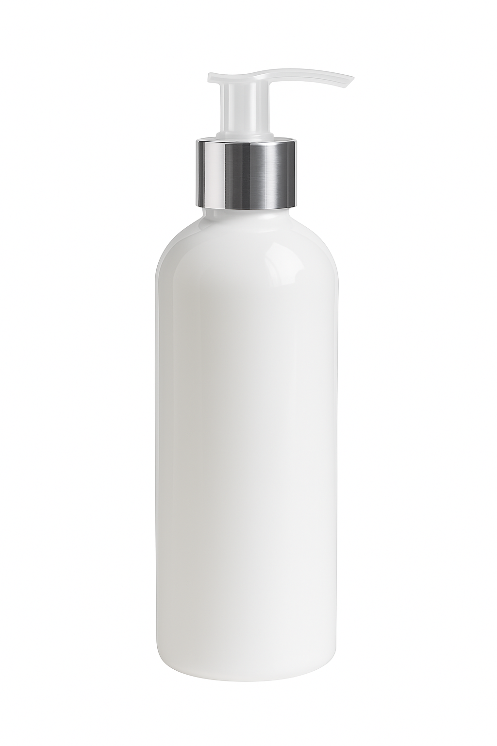 Botella PET Boston Blanco con Dosificador Aluminio