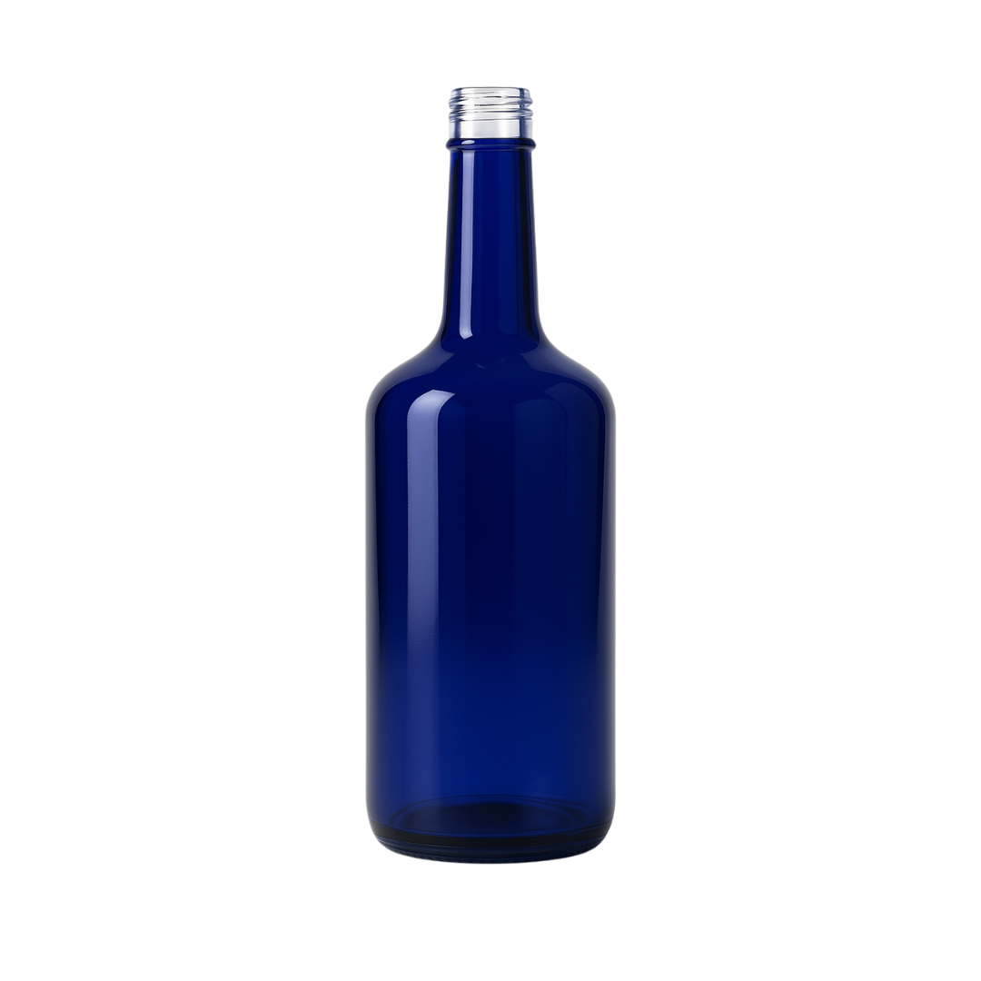 Botella Vidrio One Liter Azul Cobalto