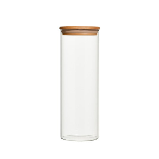Tarro Tubular de Vidrio con Tapa Bambú