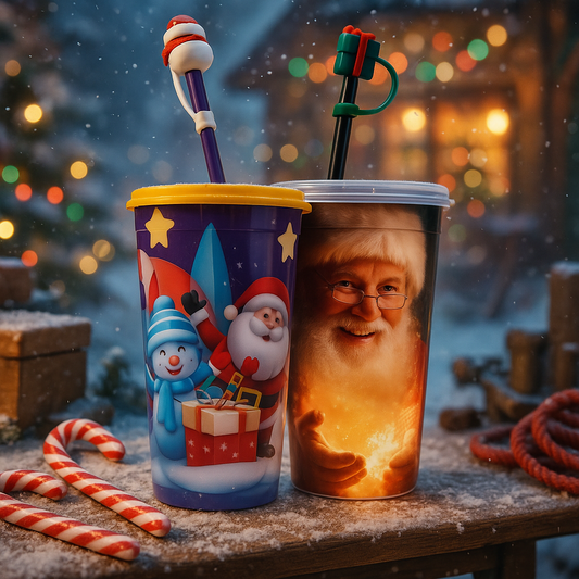 Vaso Forum 32 oz Navideño con Tapa y Popote