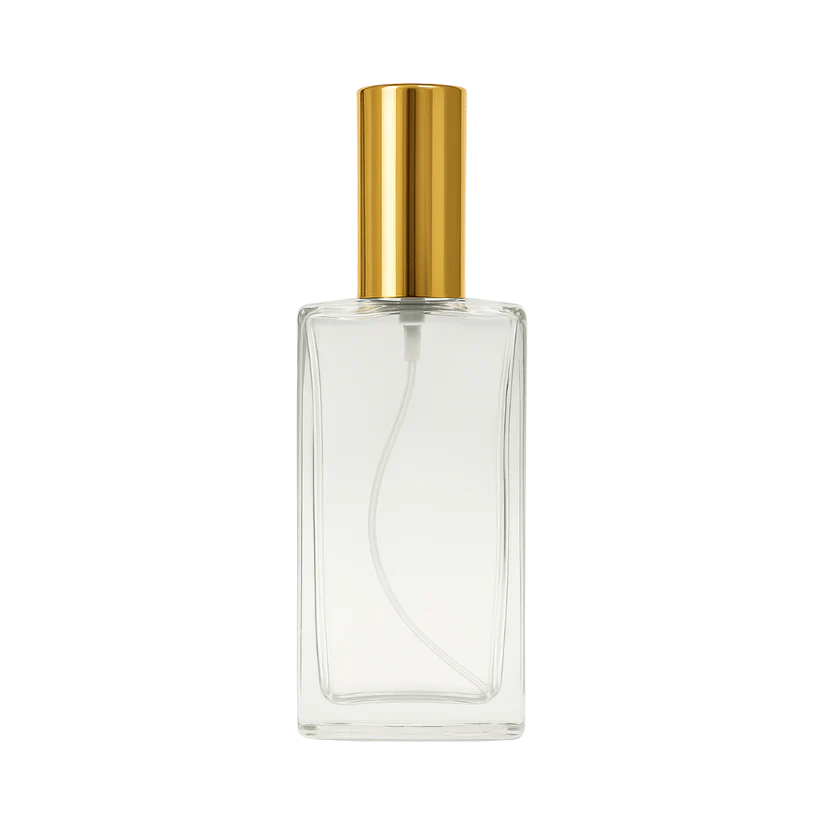 Envase Vidrio Perfumero Cuadrado Jasmar con Atomizador y Tapa de Aluminio