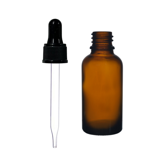 Frasco de Vidrio Multiusos Ámbar R18 con Tapa Bulbo Negro