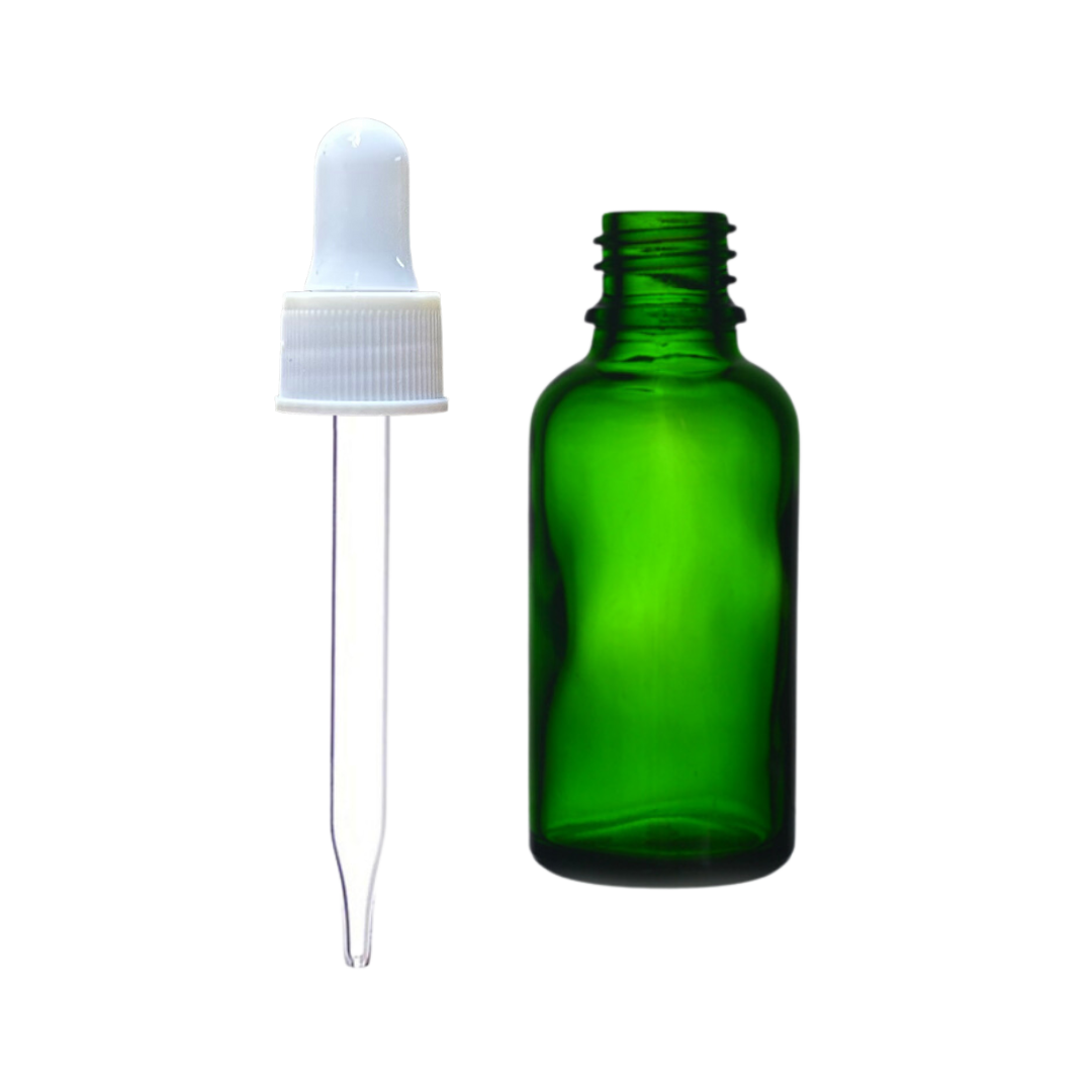 Frasco de Vidrio Multiusos Verde R18 con Tapa Bulbo Blanco