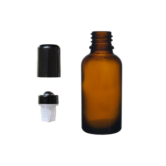 Frasco de Vidrio Multiusos Ámbar R18 con Tapa y Roll-on
