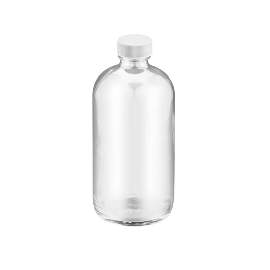 Botella de Vidrio Bostoniana Redonda Transparente