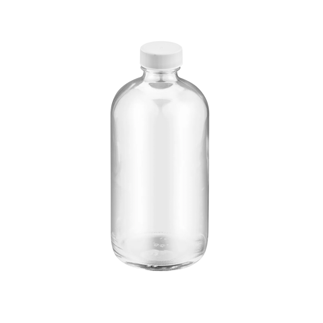 Botella de Vidrio Bostoniana Redonda Transparente