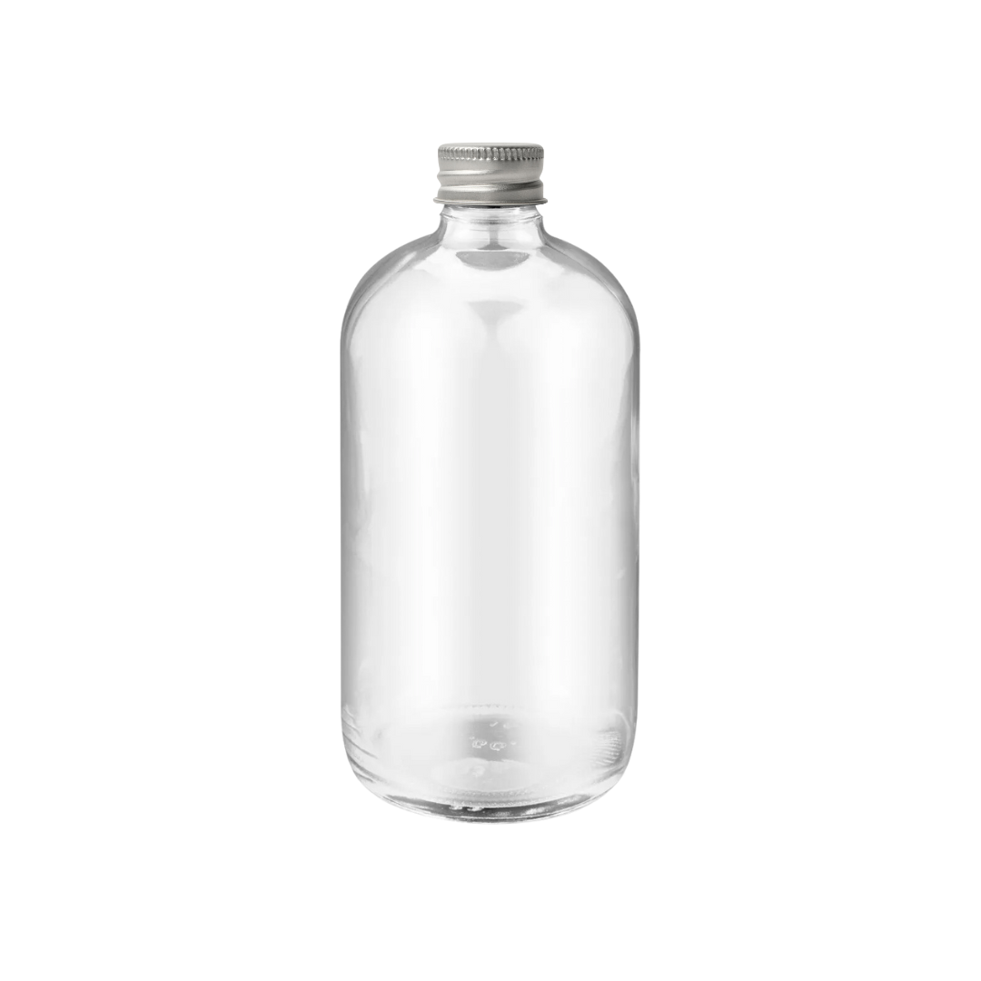 Botella de Vidrio Bostoniana Redonda Transparente