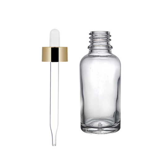 Frasco de Vidrio Multiusos Transparente R18 con Tapa Bulbo Dorada