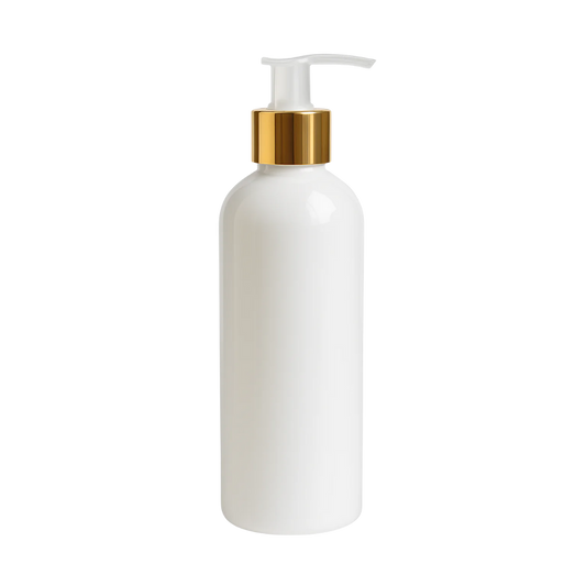 Botella PET Boston Blanco con Dosificador Aluminio