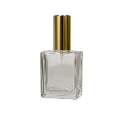 Envase Vidrio Perfumero Cuadrado Jasmar con Atomizador y Tapa de Aluminio