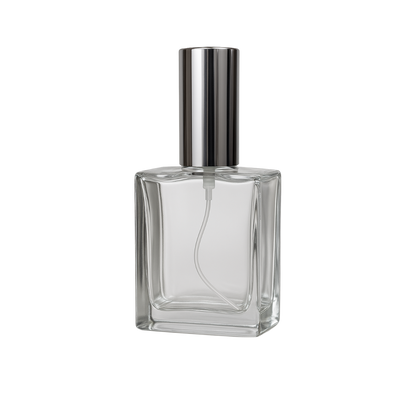 Envase Vidrio Perfumero Cuadrado Jasmar con Atomizador y Tapa de Aluminio