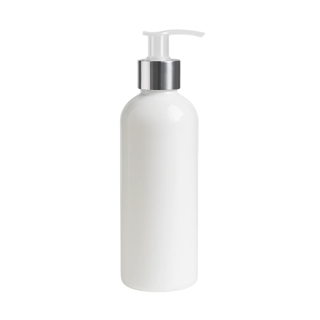 Botella PET Boston Blanco con Dosificador Aluminio