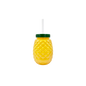 Tarro PET Piña con Tapa Color Verde y Popote
