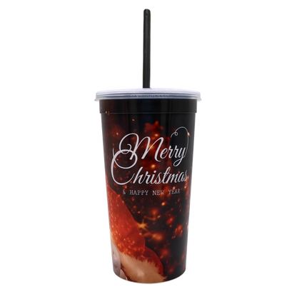 Vaso Forum 32 oz Navideño con Tapa y Popote