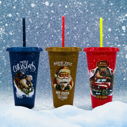 Vaso Liberty Navideño 24oz con Tapa y Popote