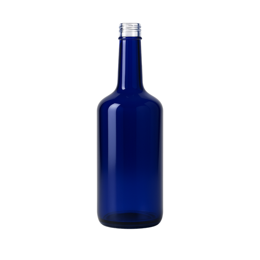 Botella Vidrio One Liter Azul Cobalto