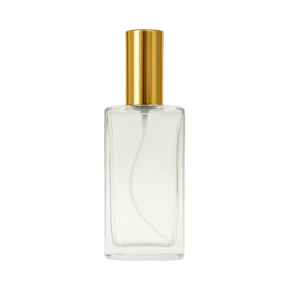 Envase Vidrio Perfumero Cuadrado Jasmar con Atomizador y Tapa de Aluminio