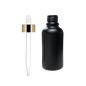 Frasco de Vidrio Multiusos Negro Mate R18 con Tapa Bulbo Dorada