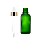 Frasco de Vidrio Multiusos Verde R18 con Tapa Bulbo Dorada
